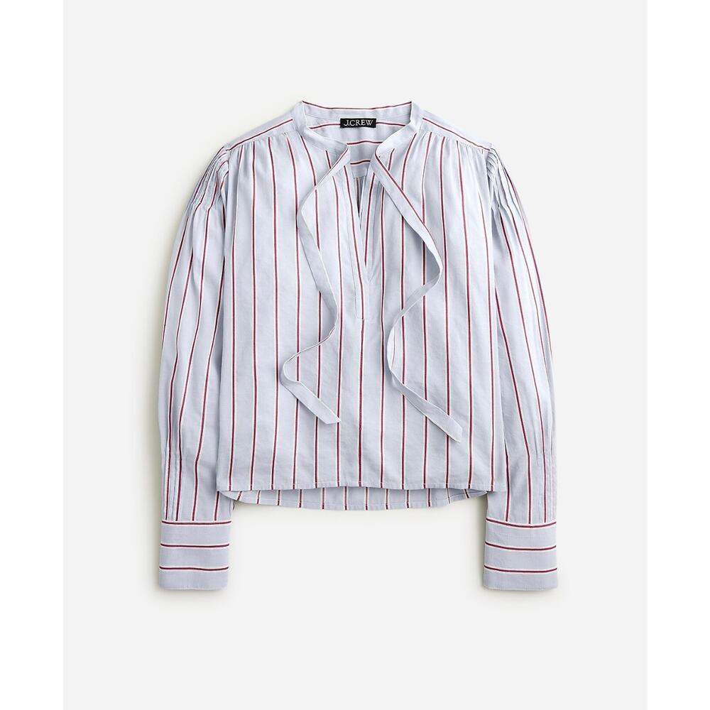 J Crew V- Neck Top in Striped Blue and Red - Size XL
